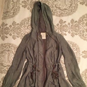 FREE PEOPLE OLIVE GREEN COAT WITH HOOD